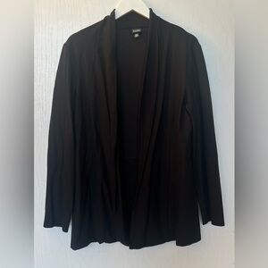 Eileen Fisher Blazer Women's L Black Open Front Viscose Spandex Nylon Jacket